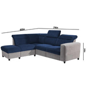 Nanzy 4 Seater L Shape Sofa Set for Living Room | Colour (Blue Grey) Left Side