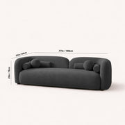 Getto Curved 3 Seater Cloud Sofa, Premium Design Upholstered 3 Seater Sofa Set for Living Room, (Black Colour) Premium Boucle Fabric Sofa