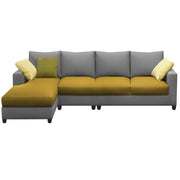 Rihan 6 Seater L Shape Sofa Set Living Room (Yellow Grey Fabric) Left Side Sofa