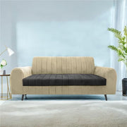 Brenti 3 Seater Sofa Set for Living Room (Cream Black Colour Fabric) Premium Fabric Sofa