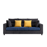 Hazer 3 Seater L Shape Sofa Set for Living Room (Black Blue Fabric) Left Side