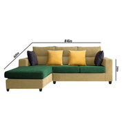 Hazer 4 Seater L Shape Sofa Set for Living Room (Cream Green Fabric) Left Side