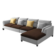 Delton RHS 6 Seater L Shape Sofa Set for Living Room (Brown Grey) Premium Fabric