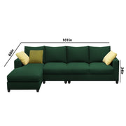 Rihan 6 Seater L Shape Sofa Set Living Room (Green Fabric) Left Side Sofa