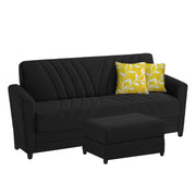 Francis 3 Seater Sofa Set with Ottoman for Living Room (Black) Fabric