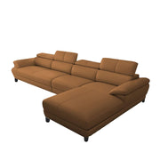 Amok 6 Seater L Shape Sofa Set for Living Room (Brown Leathertte) Right Side