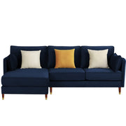 Croosen LHS 4 Seater L Shape Sofa Set for Living Room (Blue Colour) Premium Velvet Fabric