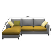 Rihan 4 Seater L Shape Sofa Set Living Room (Yellow Grey Fabric) Left Side Sofa