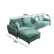 Hudson LHS 5 Seater L Shape Sofa Set for Living Room (Light Green Fabric)