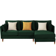Croosen RHS 4 Seater L Shape Sofa Set for Living Room (Green Colour) Premium Velvet Fabric
