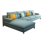 Hudson 6 Seater L Shape Sofa Set for Living Room (Light Blue Fabric) Left Side