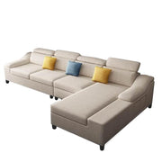 Jayden 4 Seater L Shape Sofa Set for Living Room (Cream Fabric) Right Side