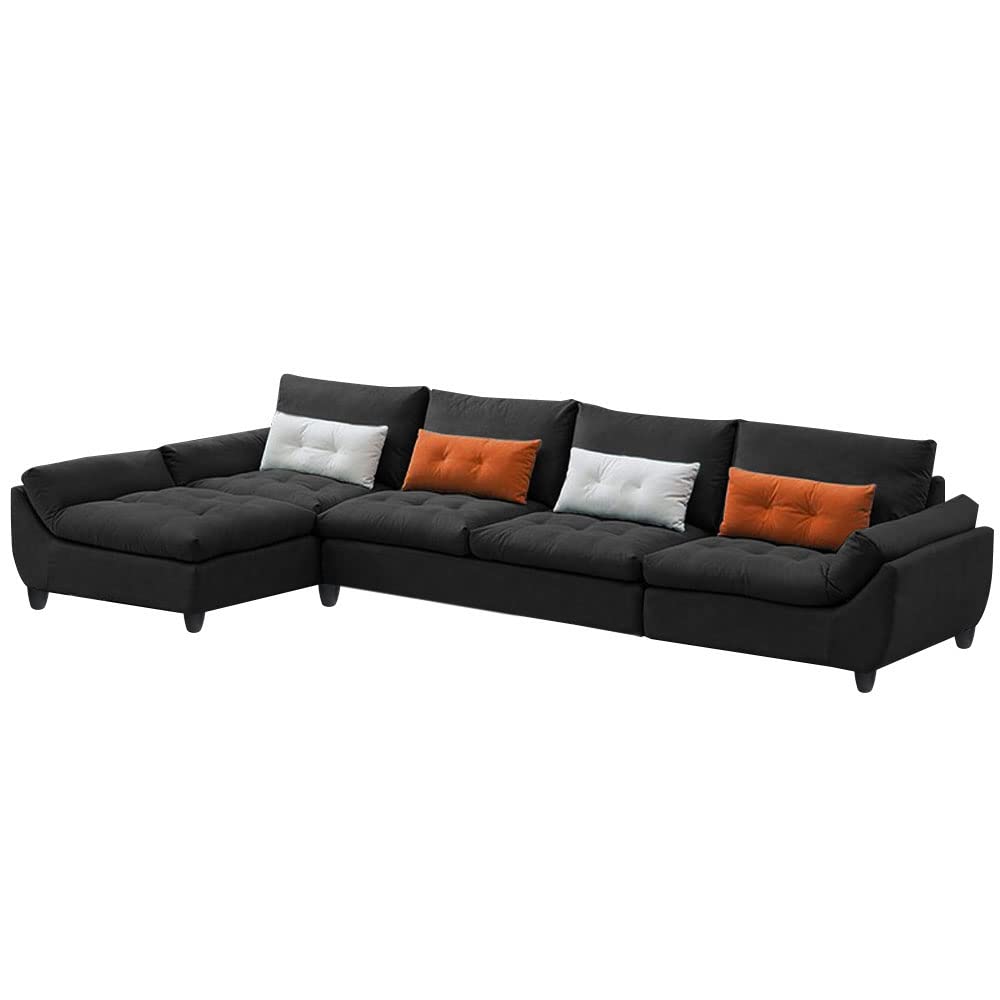 Abner 6 Seater L Shape Sofa for Living Room Color - Black | Left Side