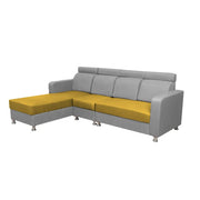 Emma RHS 6 Seater L Shape Sofa Set for Living Room (Yellow Grey Fabric)