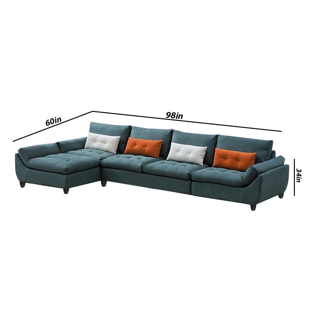 Abner 6 Seater L Shape Sofa for Living Room Color - Green | Left Side