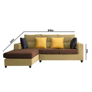 Hazer 4 Seater L Shape Sofa Set for Living Room (Cream Brown Fabric) Left Side