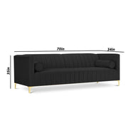 Canova 3+1 Seater Sofa Set for Living Room (Black) Premium Velvet Fabric Sofa