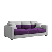 Aden 3 Seater Sofa Set with Ottoman for Living Room (Purple Grey Colour Fabric) Premium Fabric Sofa