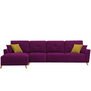 Antonio LHS 6 Seater L Shape Sofa Set for Living Room (Purple Premium Fabric)
