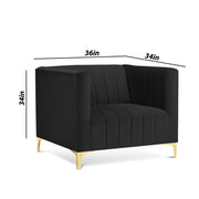 Canova 3+1 Seater Sofa Set for Living Room (Black) Premium Velvet Fabric Sofa