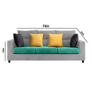 Hazer 3 Seater L Shape Sofa Set for Living Room (Teal Grey Fabric) Left Side