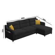 Casaliving Montario 4 Seater L Shape Sofa Set for Living Room (Black Fabric) Right Side Sofa