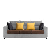 Hazer 3 Seater L Shape Sofa Set for Living Room (Brown Grey Fabric) Left Side
