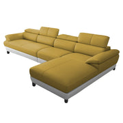 Amok 6 Seater L Shape Sofa Set for Living Room (Yellow Grey Leathertte) Right Side
