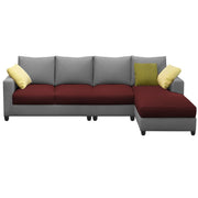 Rihan 6 Seater L Shape Sofa Set Living Room (Maroon Grey Fabric) Right Side Sofa