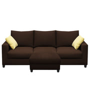 Rihan 3 Seater Sofa Set with Ottoman Living Room (Brown Fabric)