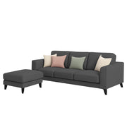 Grayon 3 Seater L Shape Convertible Sofa Set for Living Room, 3 Seater & Ottoman Modular Sectional Couch for Small Space (Grey Dark Grey Colour) Fabric