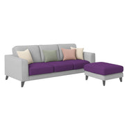 Grayon 3 Seater L Shape Convertible Sofa Set for Living Room, 3 Seater & Ottoman Modular Sectional Couch for Small Space (Grey Dark Grey Colour) Fabric