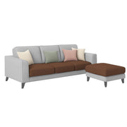 Grayon 3 Seater L Shape Convertible Sofa Set for Living Room, 3 Seater & Ottoman Modular Sectional Couch for Small Space (Grey Dark Grey Colour) Fabric