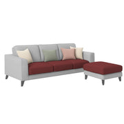 Grayon 3 Seater L Shape Convertible Sofa Set for Living Room, 3 Seater & Ottoman Modular Sectional Couch for Small Space (Grey Dark Grey Colour) Fabric