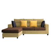 Hazer 4 Seater L Shape Sofa Set for Living Room (Cream Brown Fabric) Left Side