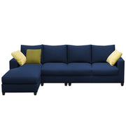 Rihan 6 Seater L Shape Sofa Set Living Room (Blue Fabric) Left Side Sofa