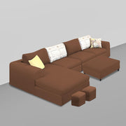 Badger RHS 8 Seater L Shape Sofa Set with Center Table for Living Room (Grey Fabric) Premium Fabric Sofa