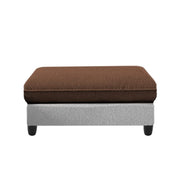 Amberlin 4 Seater Interchangeable L Shape Sofa with Ottoman for Living Room (Brown Grey)