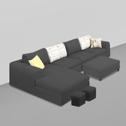 Badger RHS 8 Seater L Shape Sofa Set with Center Table for Living Room (Grey Fabric) Premium Fabric Sofa