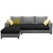 Rihan 4 Seater L Shape Sofa Set Living Room (Black Grey Fabric) Left Side Sofa