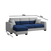 Aden LHS 4 Seater L Shape Sofa Set with 2 Puffy for Living Room (Blue Grey Colour Fabric) Premium Fabric Sofa Set for Living Room