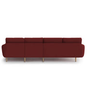 Lizel LHS 6 Seater L Shape Sofa Set with Center Table for Living Room (Maroon Fabric) Premium Velvet Fabric Sofa