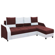Severny 6 Seater L Shape Sofa Set for Living Room (Maroon Grey Fabric) Right Side