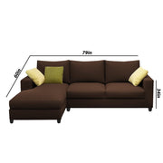 Rihan 4 Seater L Shape Sofa Set Living Room (Brown Fabric) Left Side Sofa