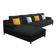 Hudson 6 Seater L Shape Sofa Set for Living Room (Black Fabric) Left Side
