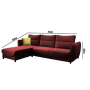 Stella LHS 4 Seater L Shape Sofa Set for Living Room (Maroon) Premium Velvet Fabric Sofa