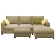Rihan 4 Seater L Shape Sofa Set with Ottoman for Living Room (Cream Fabric) Right Side Sofa