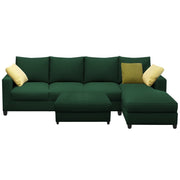 Rihan 8 Seater L Shape Sofa Set with Ottoman for Living Room (Green Fabric) Right Side Sofa