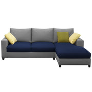 Rihan 4 Seater L Shape Sofa Set Living Room (Blue Grey Fabric) Right Side Sofa
