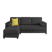 Sthone LHS 6 Seater L Shape Sofa Set for Living Room (Black Fabric)